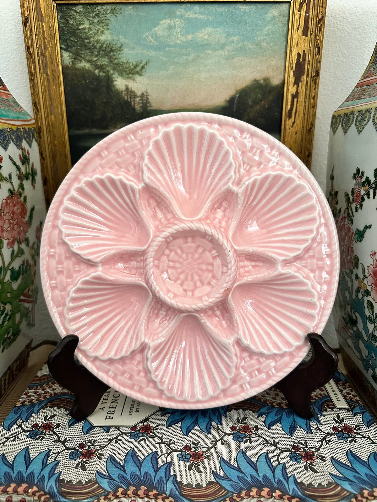 Longchamp French Majolica Oyster Plate – Pink