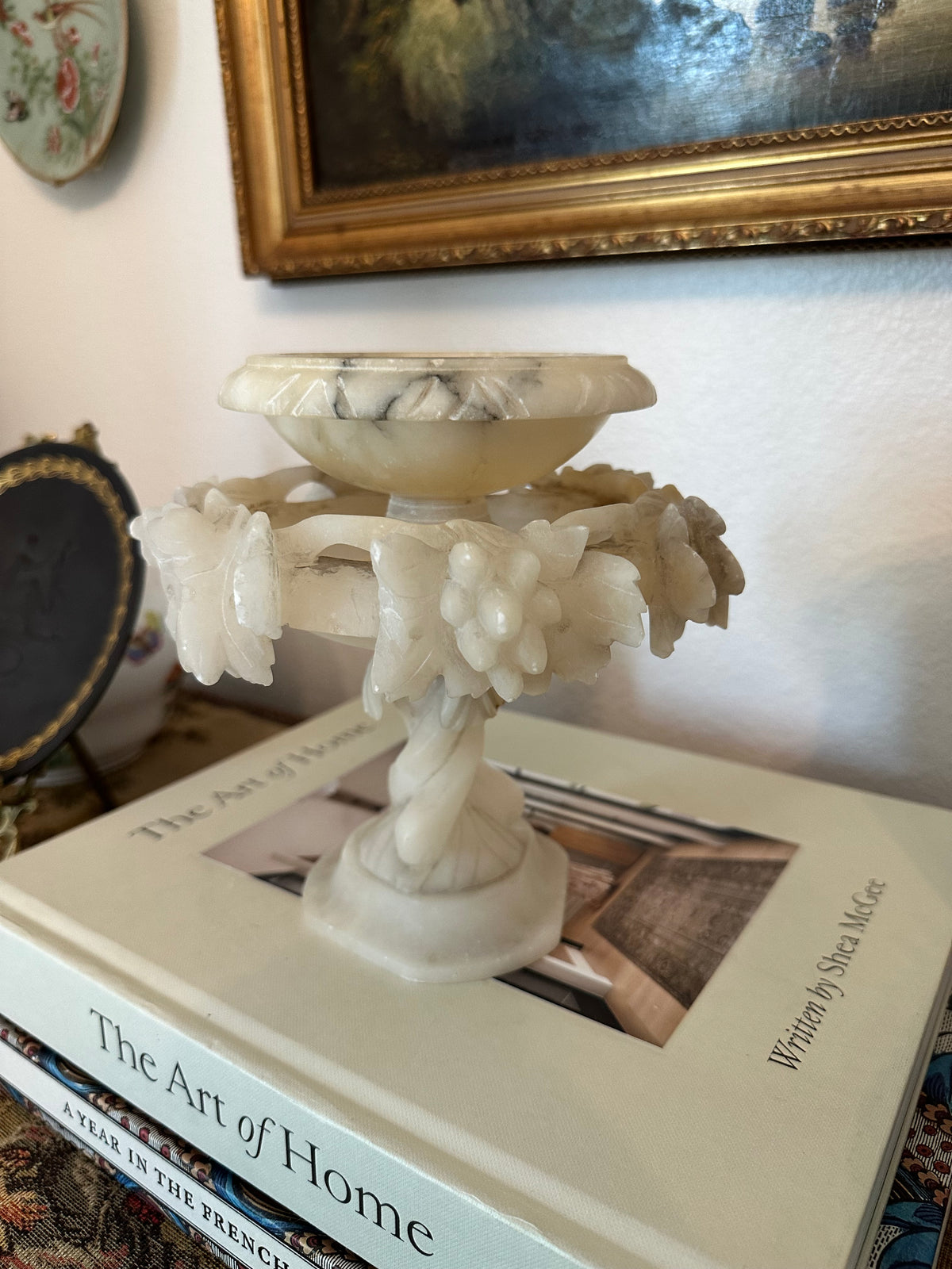 Vintage Italian Alabaster Bird Bath