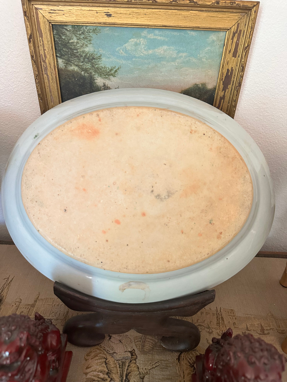 Antique Chinese Rose Medallion Oval Platter – 14.5"