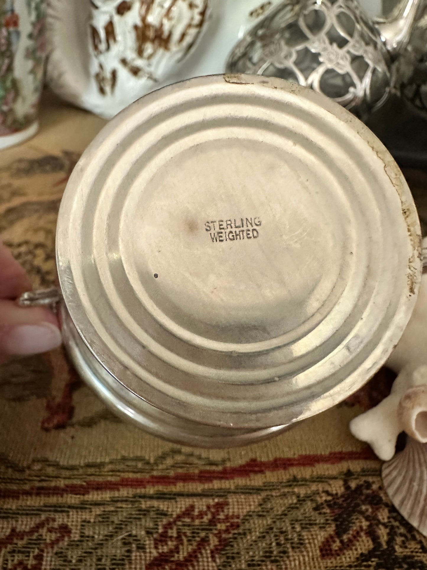 Vintage Sterling Silver Weighted Creamer & Open Sugar Bowl Set | Pedestal Footed Pair