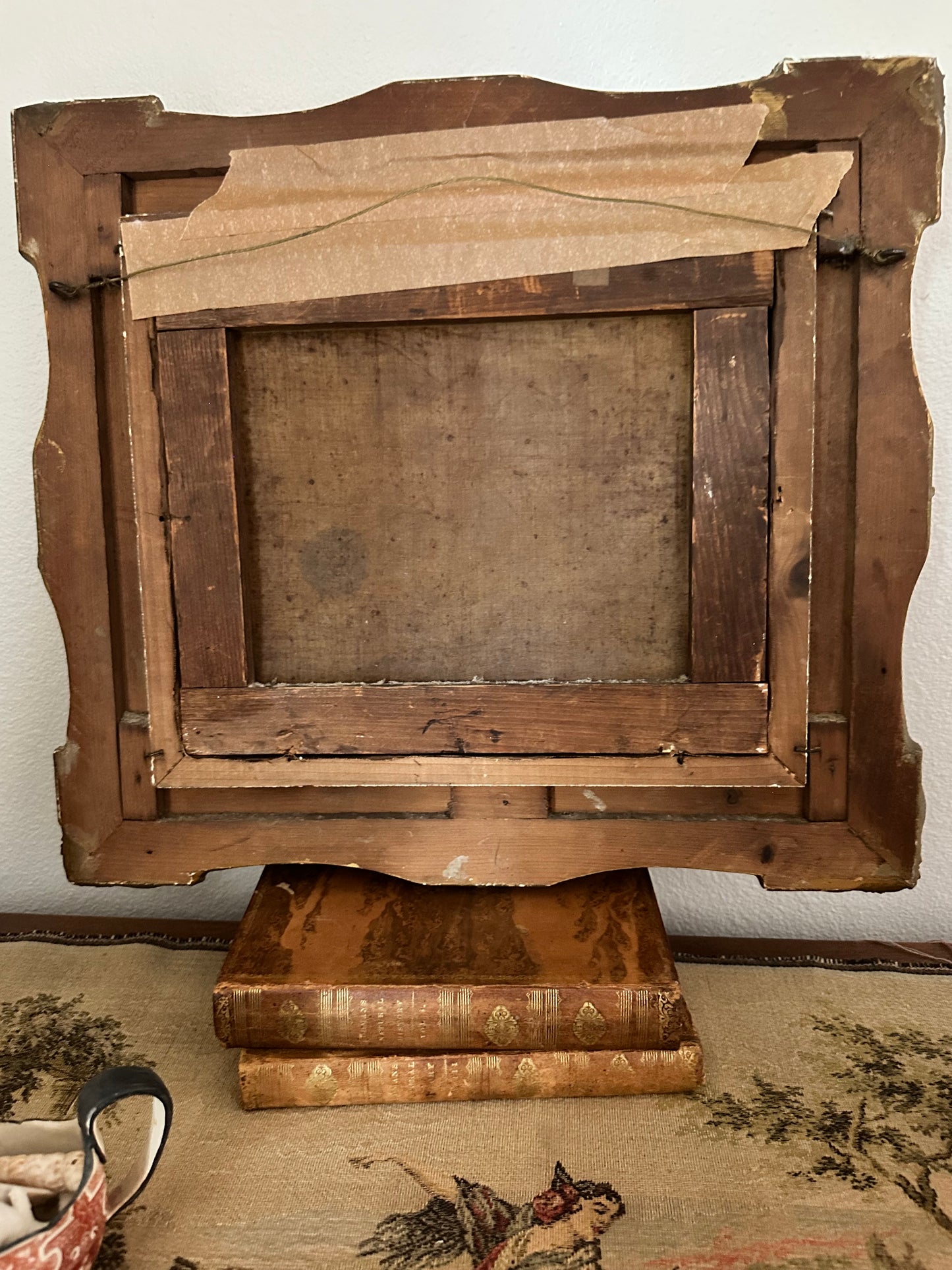 Antique 19th Century European Pastoral Oil Painting with Cattle & Figures | Original Gilt Gesso Frame