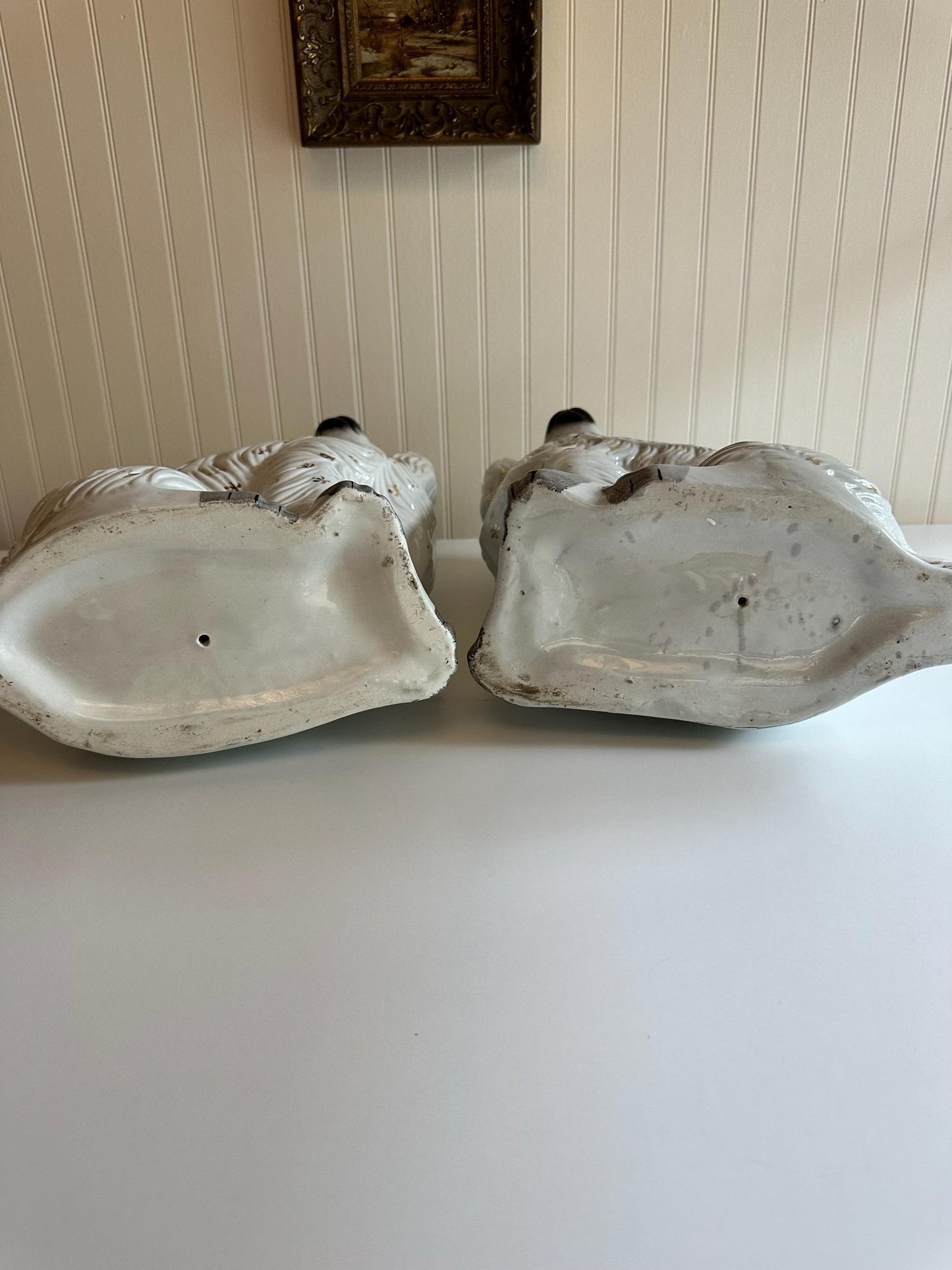 Antique Staffordshire Style Mantel Dog Pair - 13"