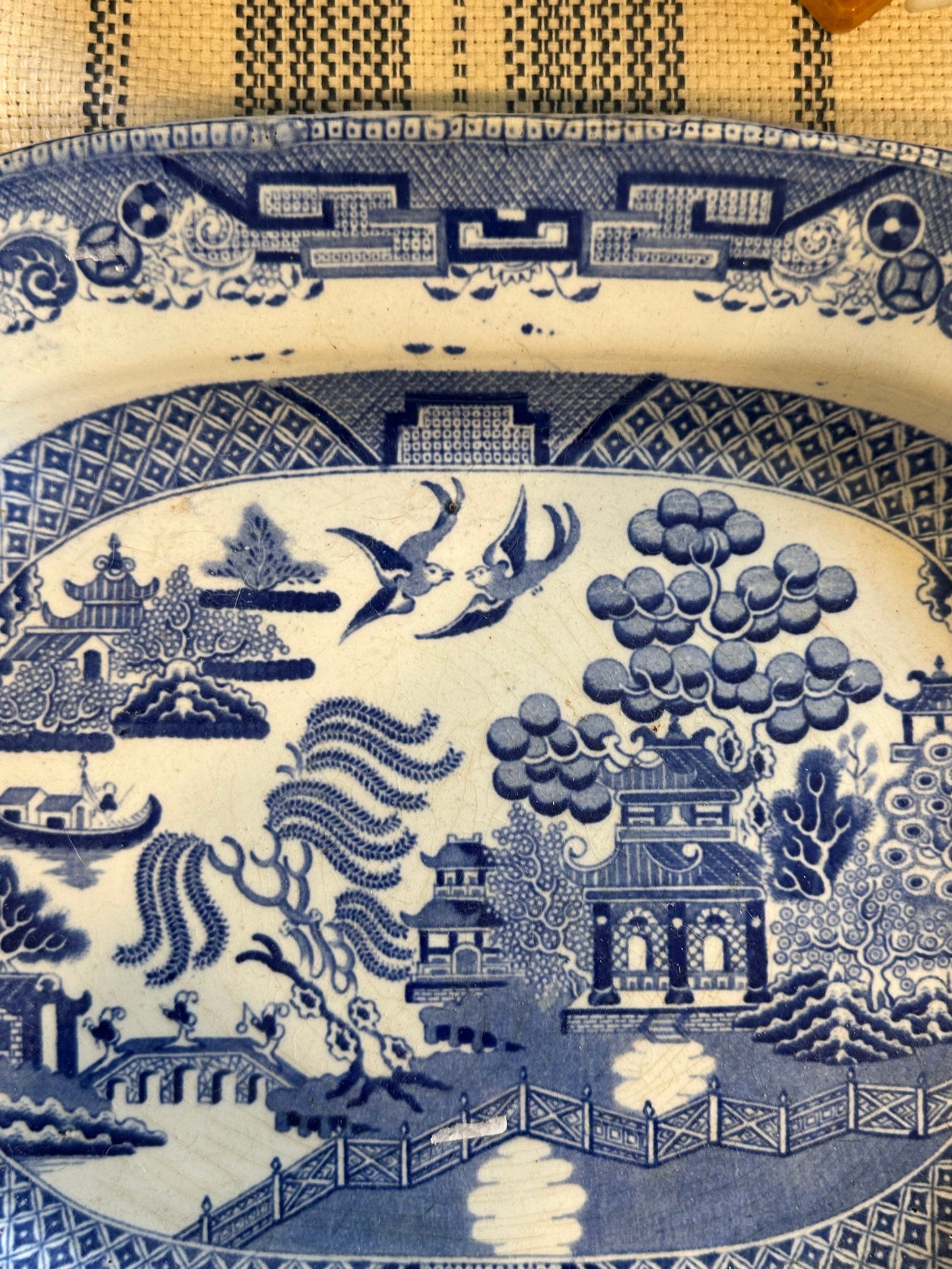 Antique Blue Willow Platter | Large English Transferware Serving Dish