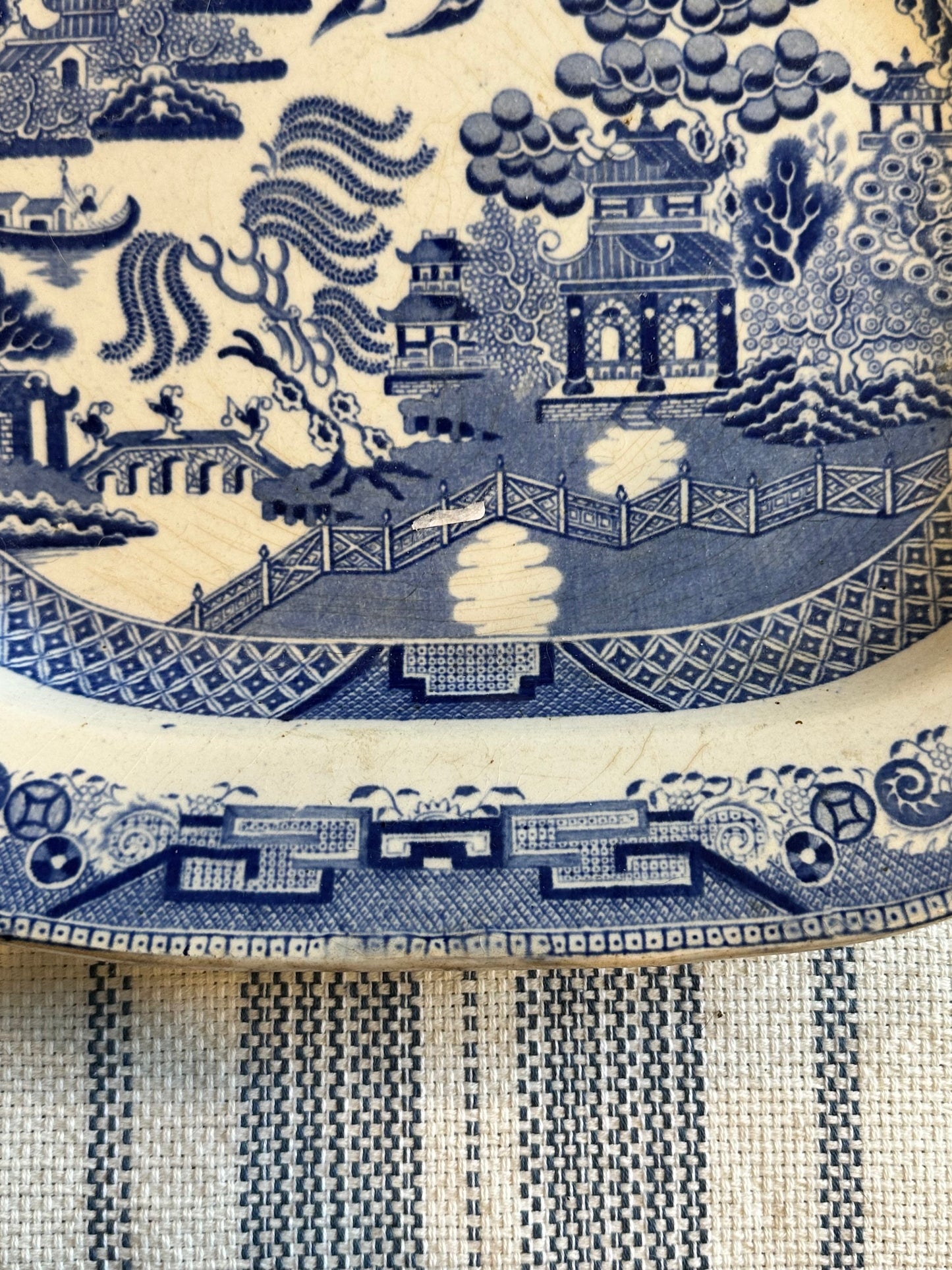 Antique Blue Willow Platter | Large English Transferware Serving Dish