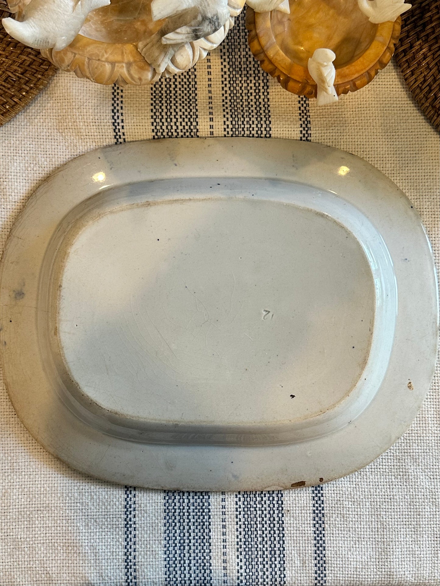 Antique Blue Willow Platter | Large English Transferware Serving Dish