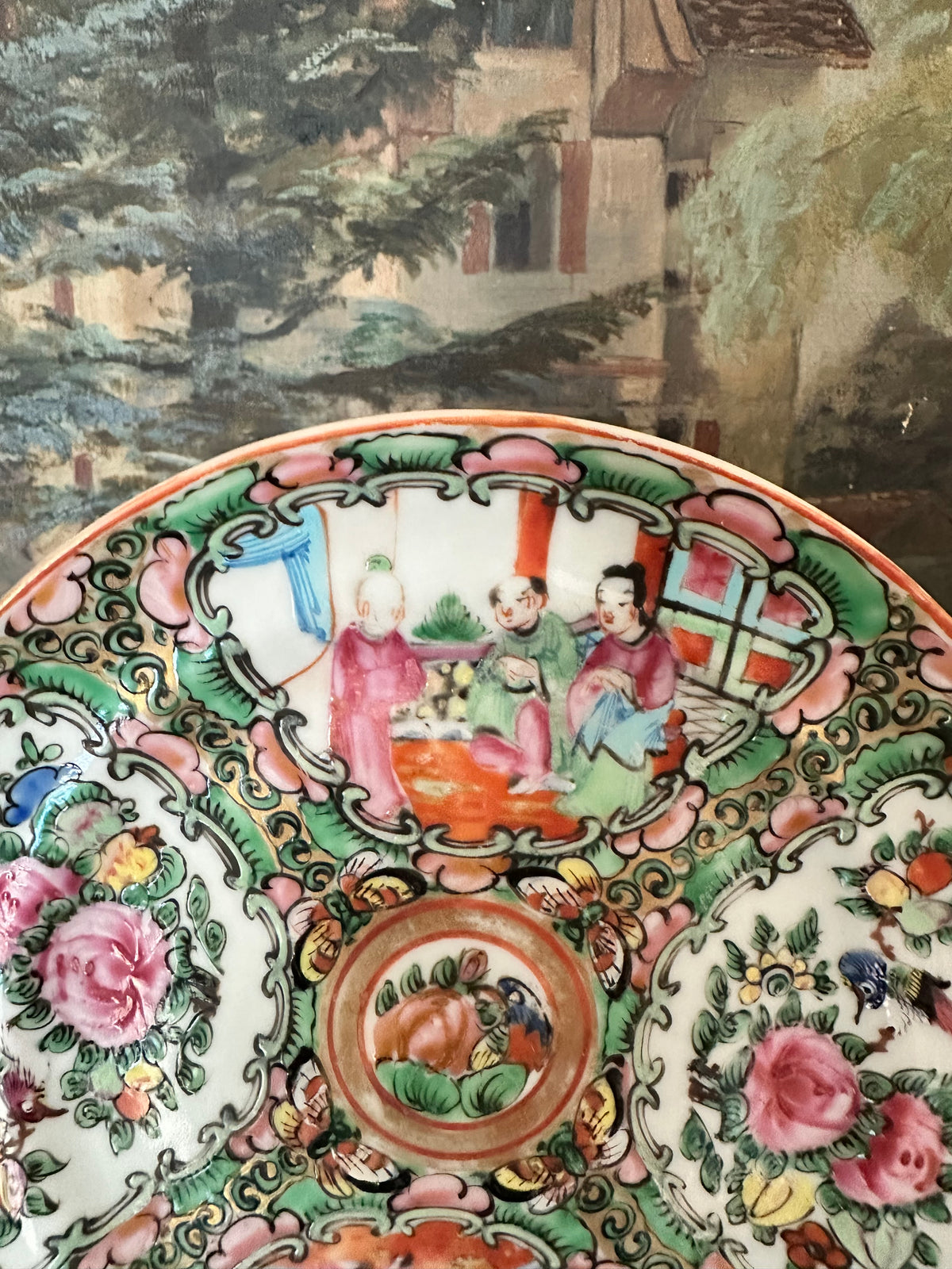 Antique Chinese Rose Medallion Plate | 6"