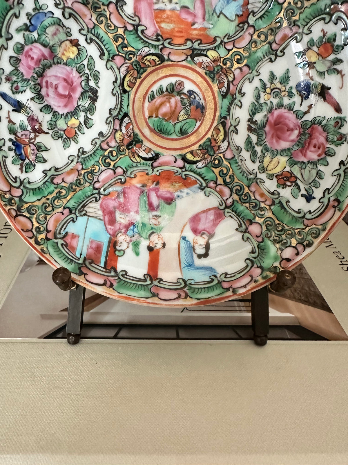 Antique Chinese Rose Medallion Plate | 6"