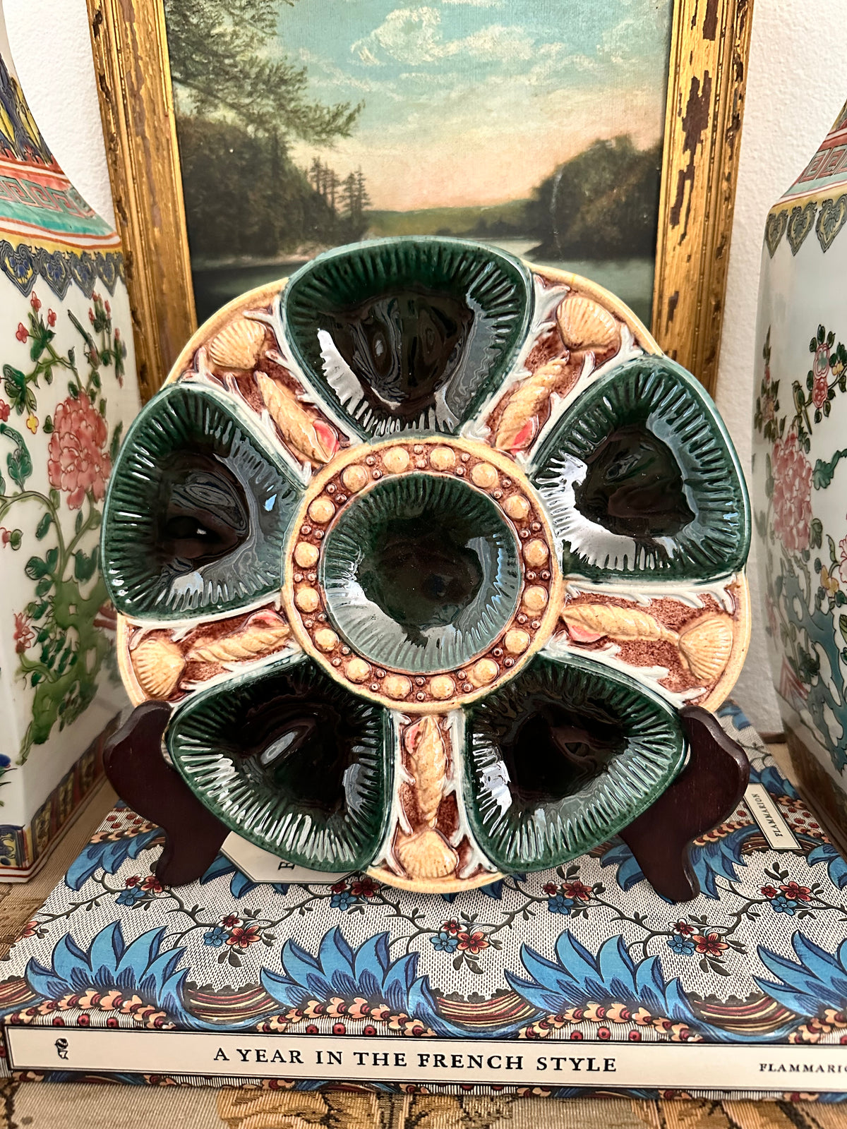 19th Century English Minton-Style Majolica Oyster Plate