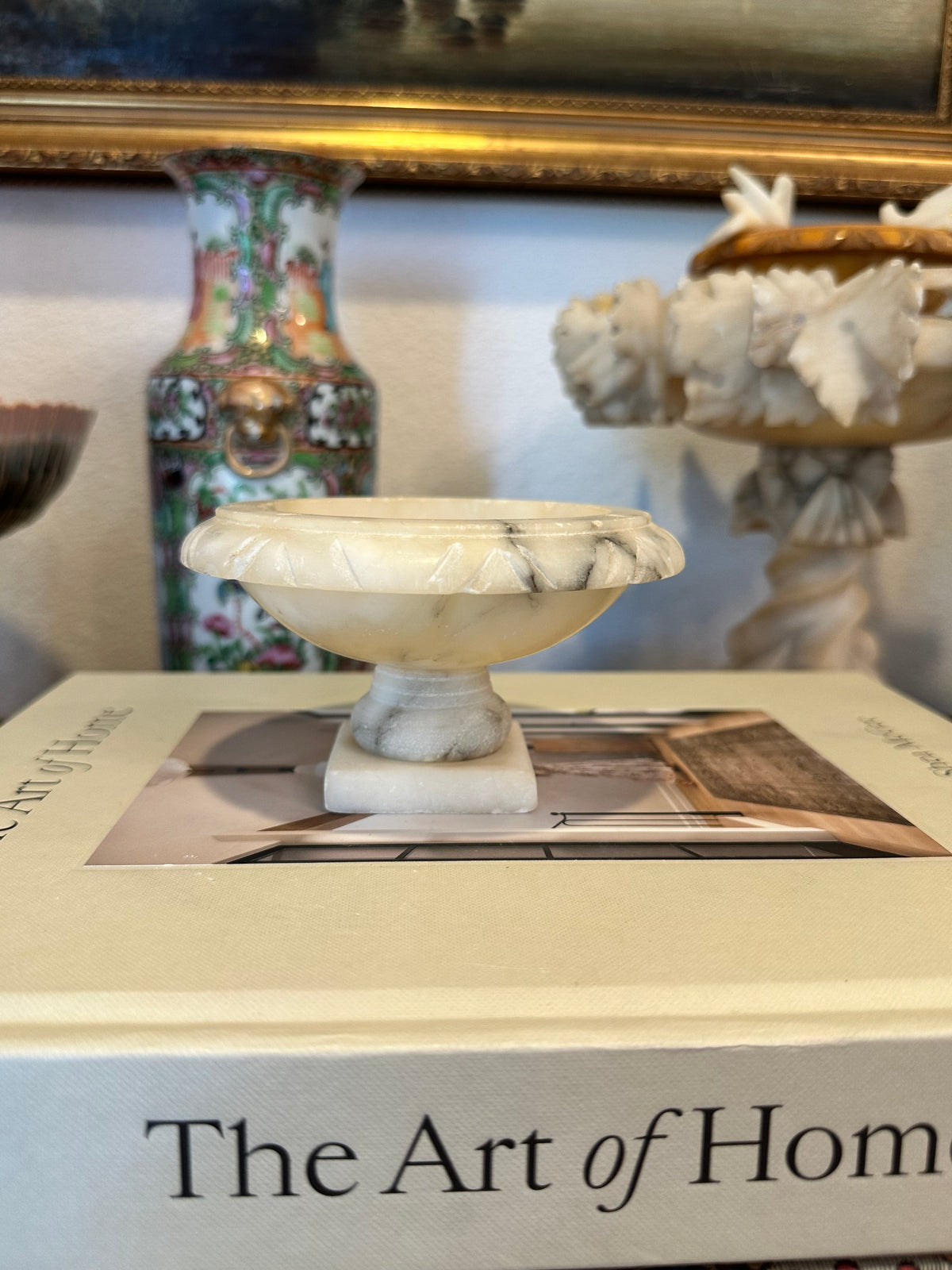 Vintage Italian Alabaster Bird Bath