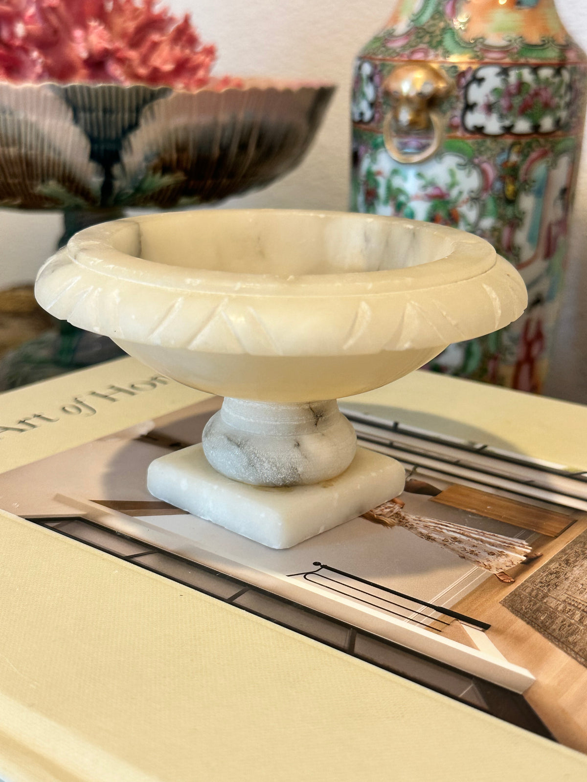Vintage Italian Alabaster Bird Bath