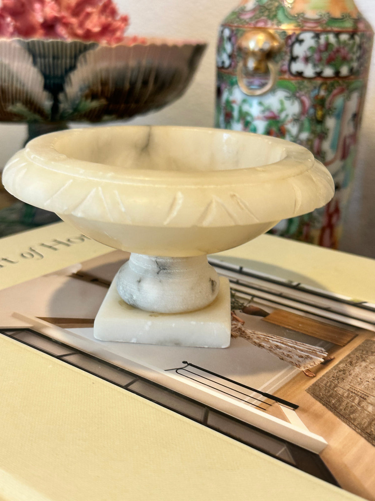 Vintage Italian Alabaster Bird Bath