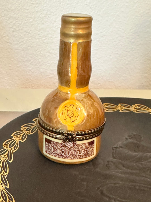 Vintage Limoges France Hand Painted Liquor Bottle Trinket Box