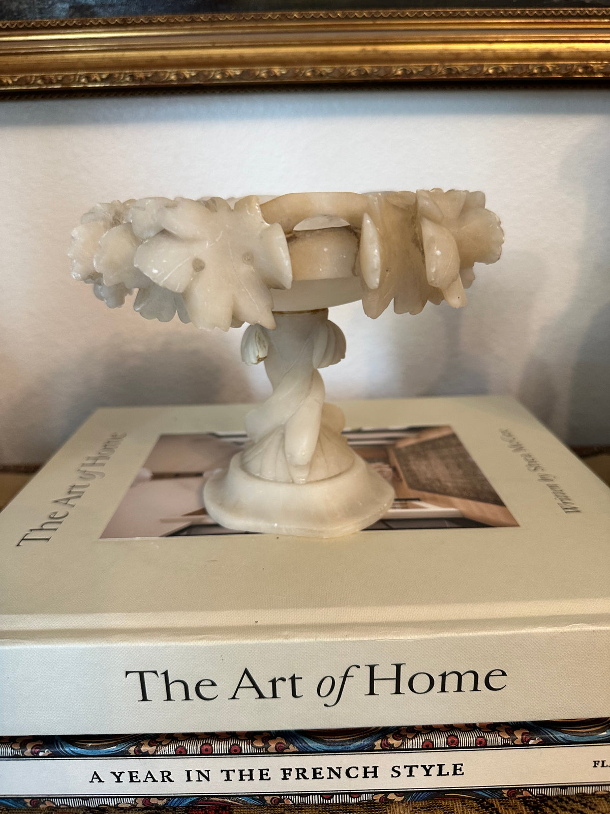 Vintage Italian Alabaster Tazza Bird Bath