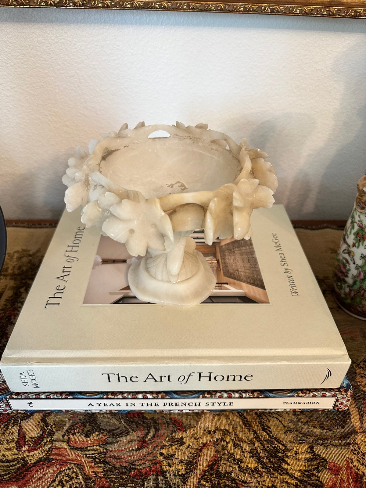 Vintage Italian Alabaster Tazza Bird Bath