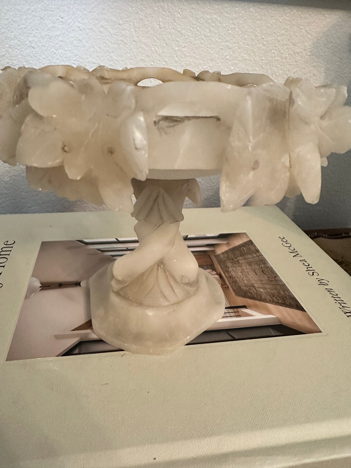 Vintage Italian Alabaster Tazza Bird Bath