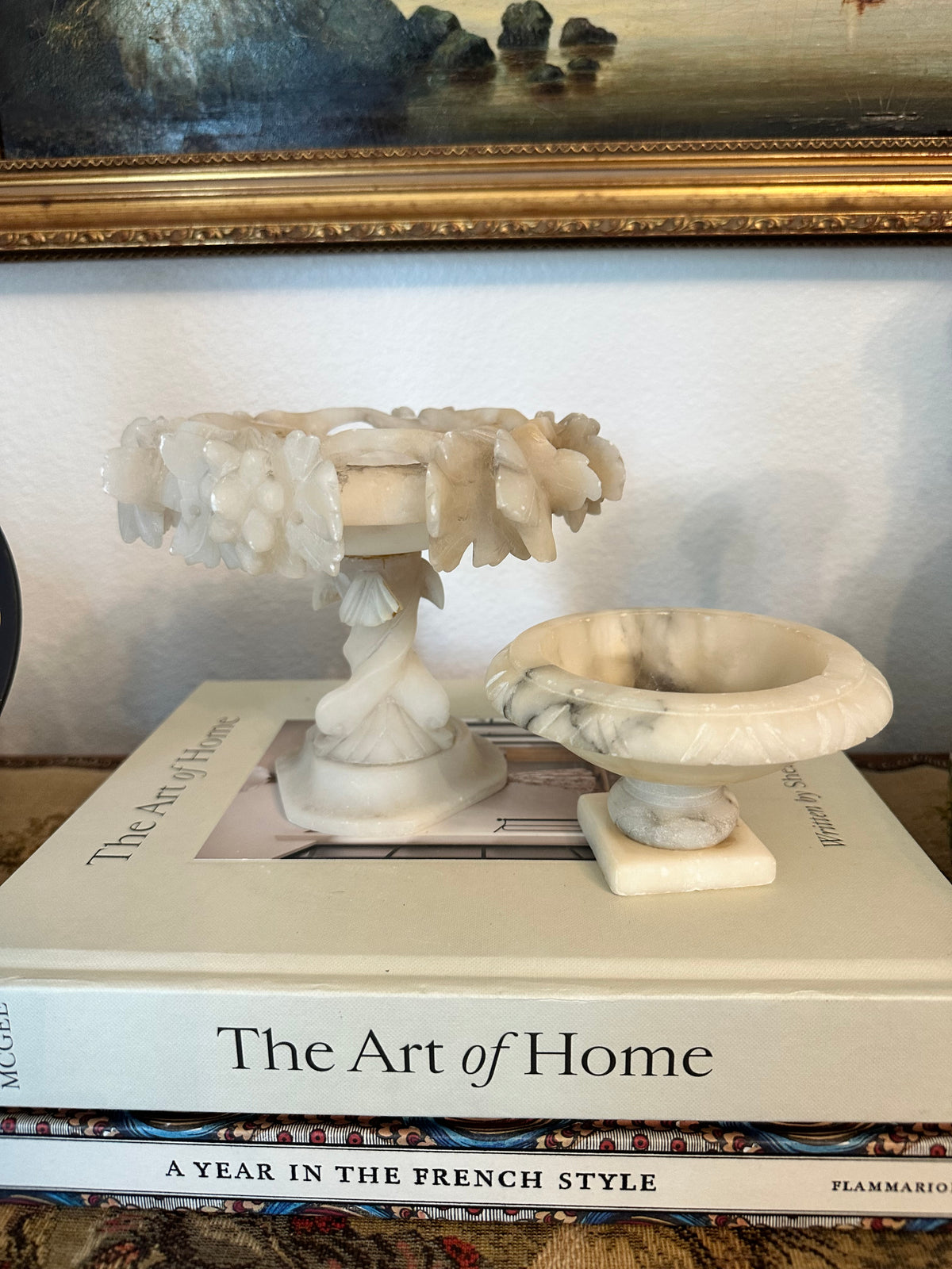 Vintage Italian Alabaster Bird Bath