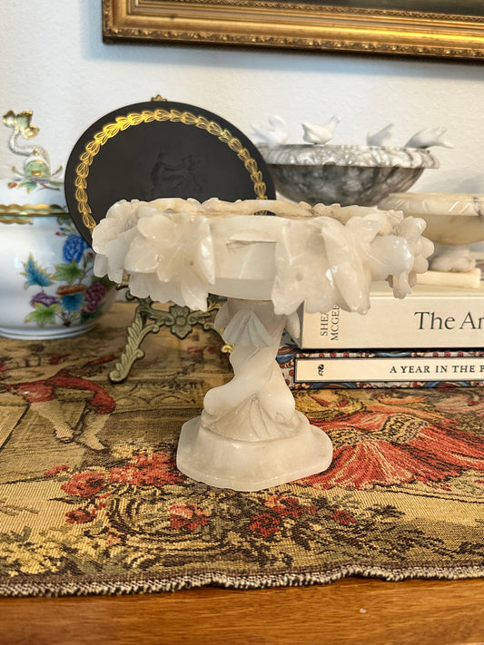Vintage Italian Alabaster Tazza Bird Bath