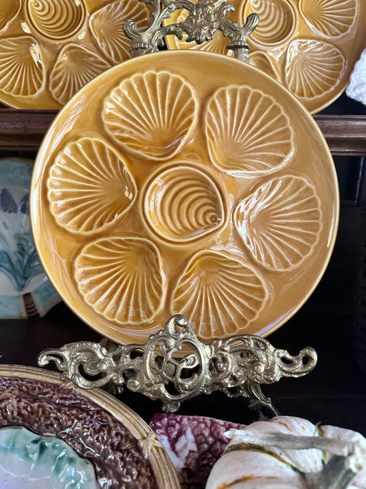 Vintage French Orchies Oyster Plates – Golden Ochre