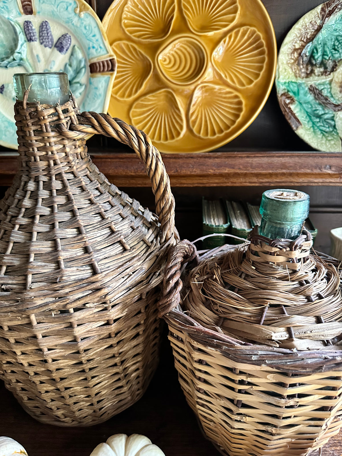 Vintage Wicker-Wrapped Glass Demijohns – Two Sizes Available