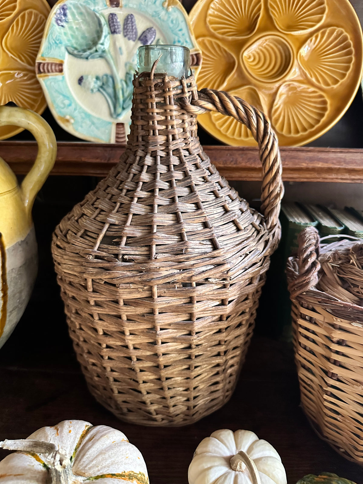 Vintage Wicker-Wrapped Glass Demijohns – Two Sizes Available
