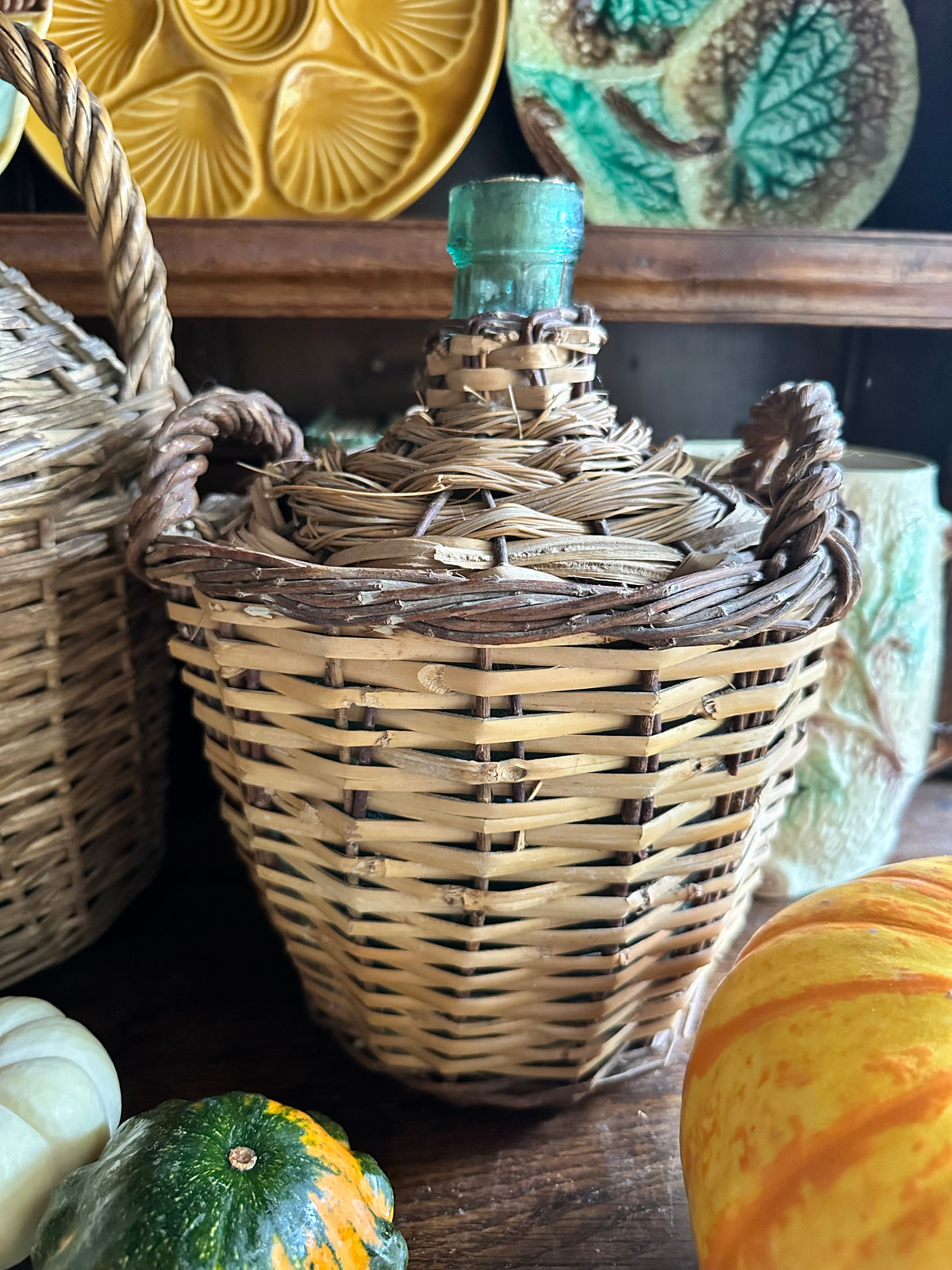 Vintage Wicker-Wrapped Glass Demijohns – Two Sizes Available