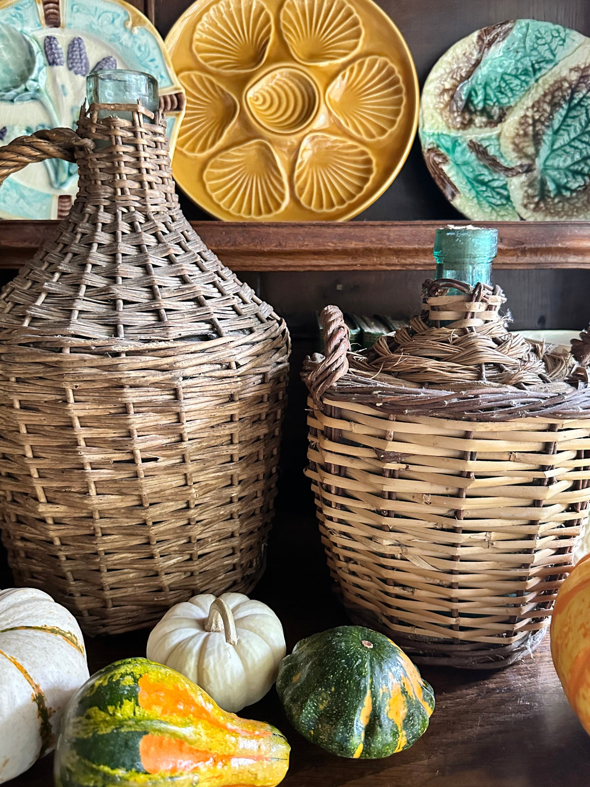 Vintage Wicker-Wrapped Glass Demijohns – Two Sizes Available