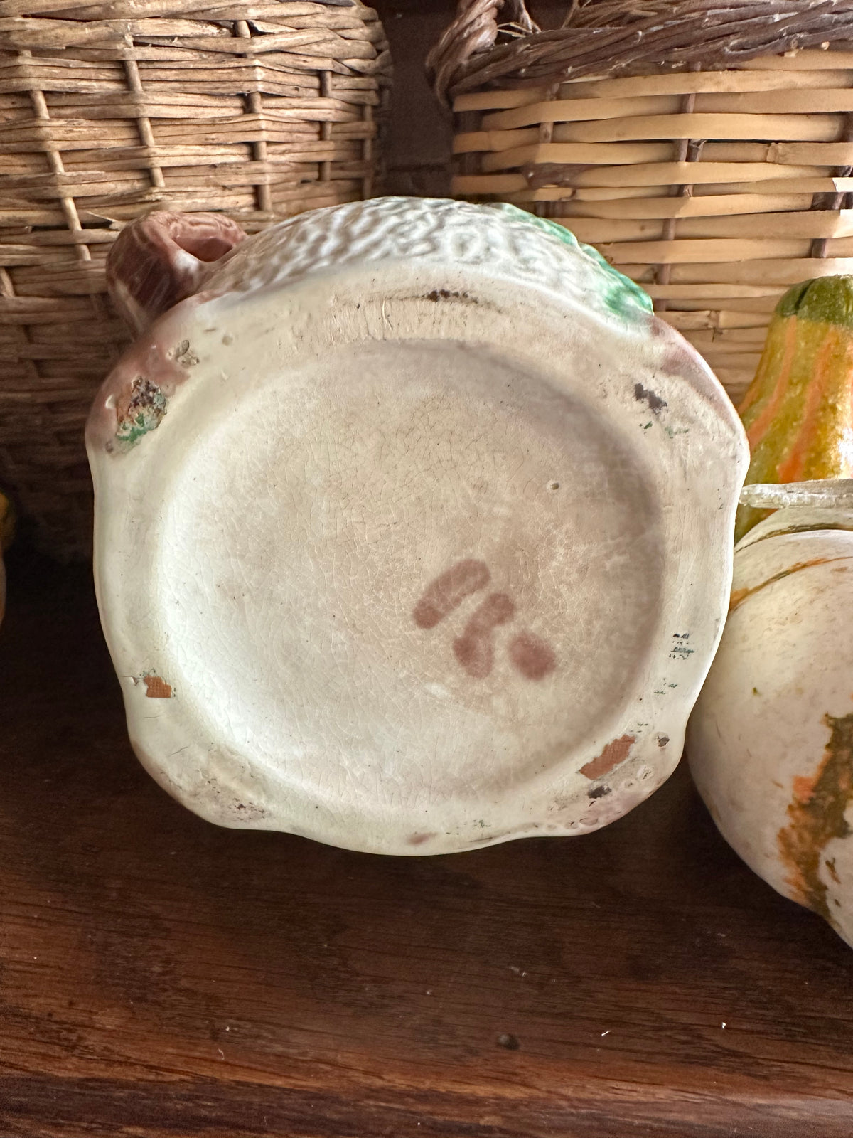 Antique Majolica Floral Pitcher - 7"