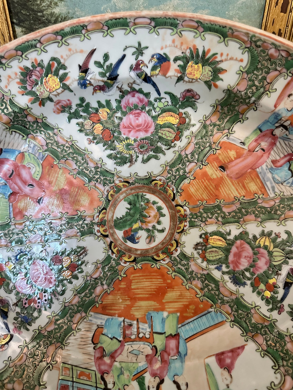 Antique Chinese Rose Medallion Oval Platter – 14.5"