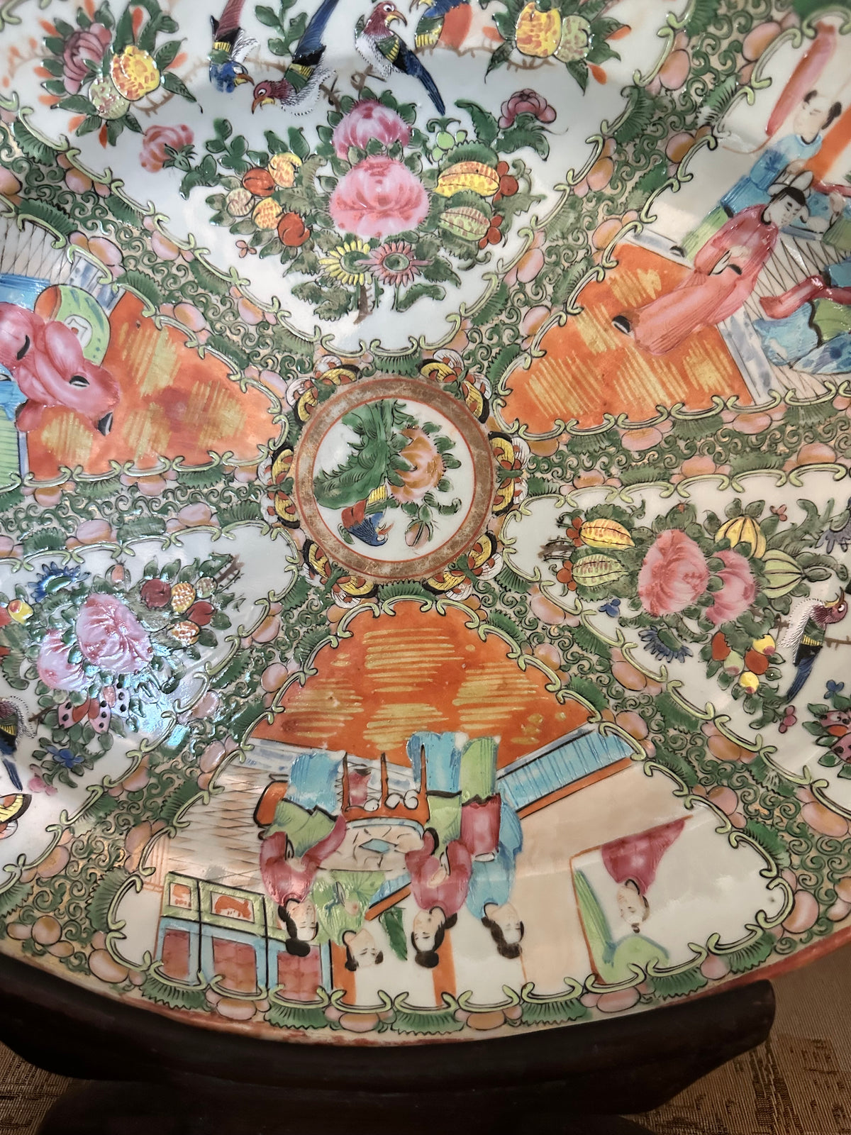 Antique Chinese Rose Medallion Oval Platter – 14.5"