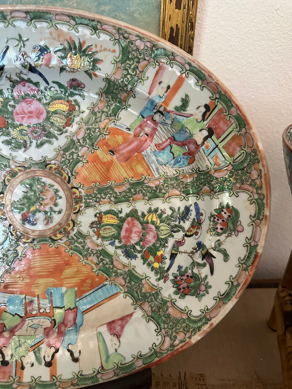 Antique Chinese Rose Medallion Oval Platter – 14.5"