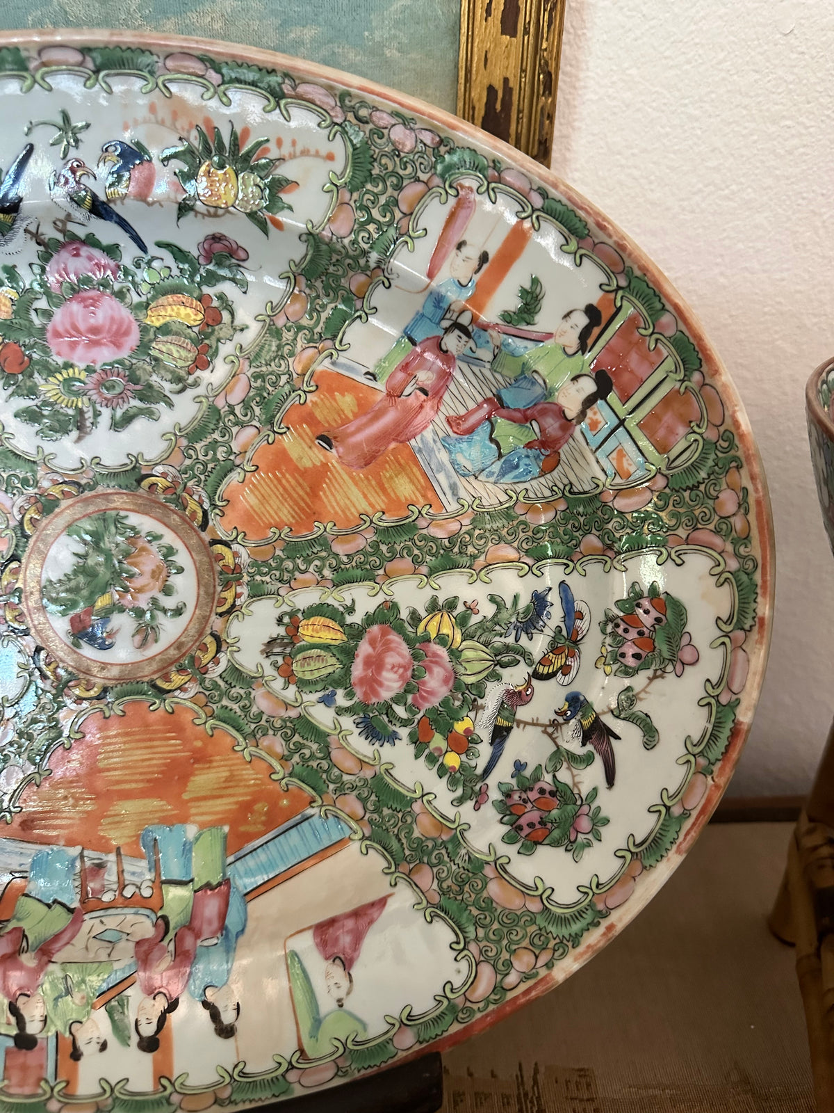 Antique Chinese Rose Medallion Oval Platter – 14.5"