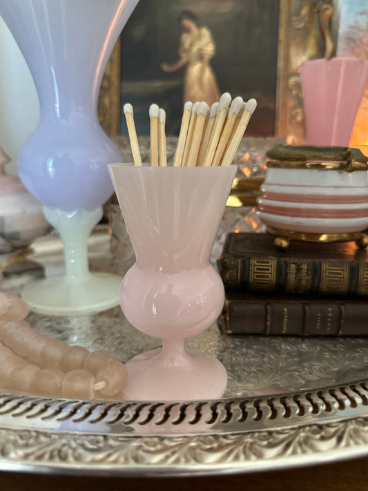Vintage French Pink Opaline Glass Petite Vase – 3.75"