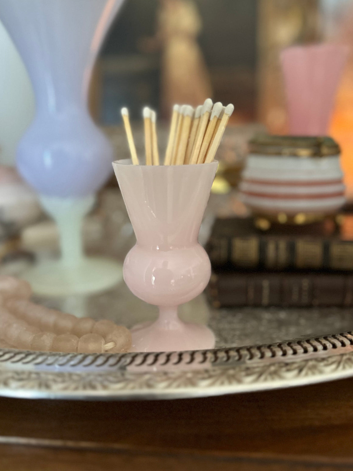 Vintage French Pink Opaline Glass Petite Vase – 3.75"
