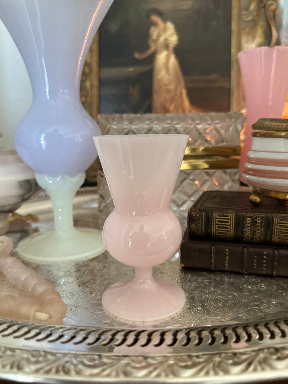 Vintage French Pink Opaline Glass Petite Vase – 3.75"