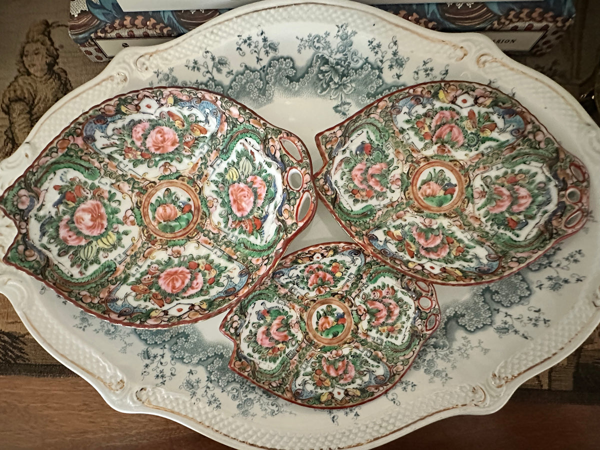 Circa 1920–1940 Rose Canton Fish Plates – Three Sizes Available