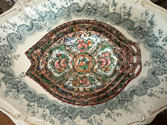 Circa 1920–1940 Rose Canton Fish Plates – Three Sizes Available
