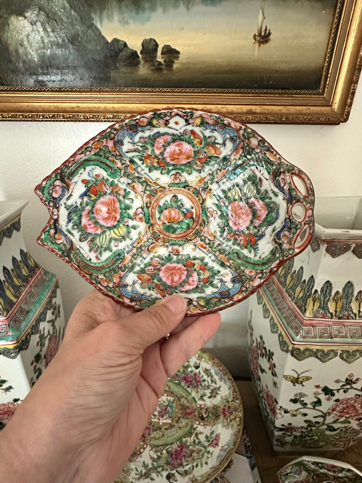 Circa 1920–1940 Rose Canton Fish Plates – Three Sizes Available
