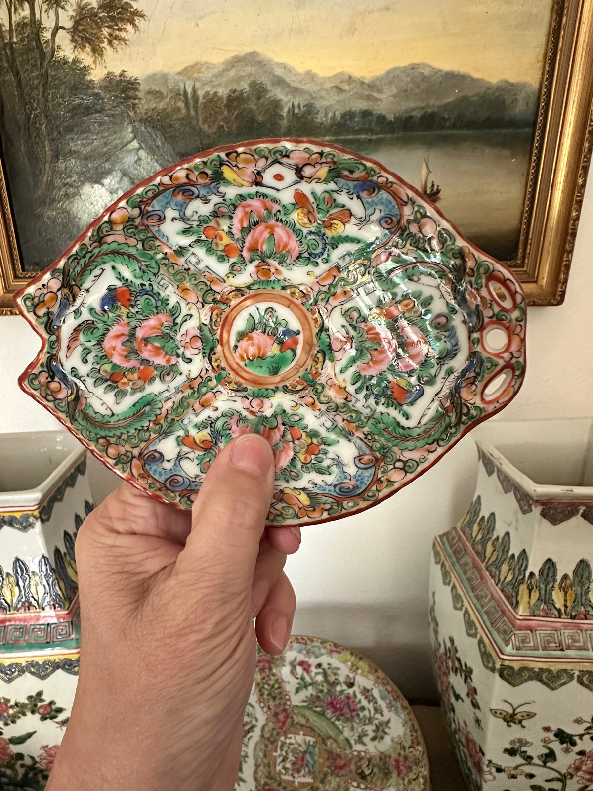 Circa 1920–1940 Rose Canton Fish Plates – Three Sizes Available