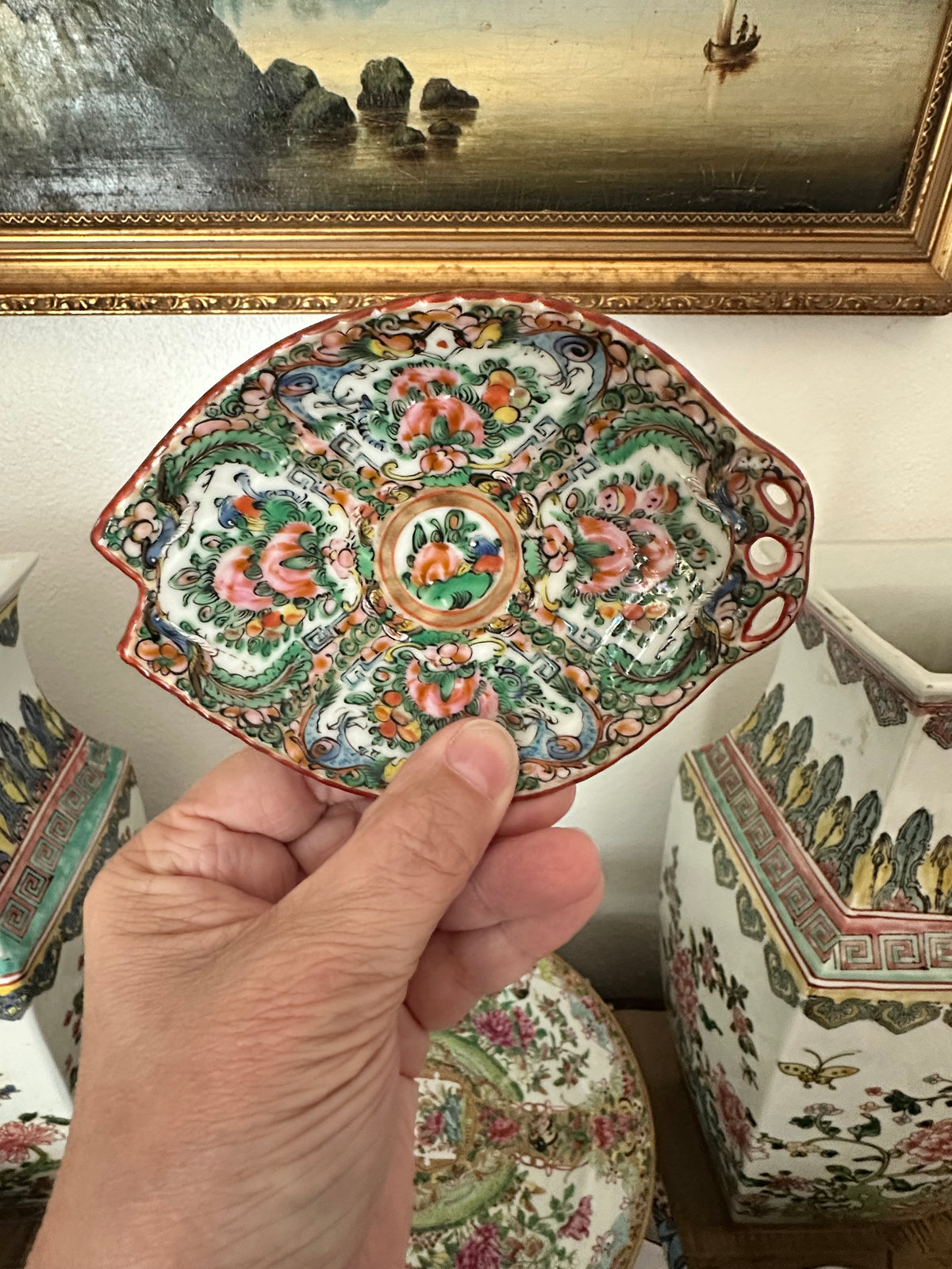 Circa 1920–1940 Rose Canton Fish Plates – Three Sizes Available