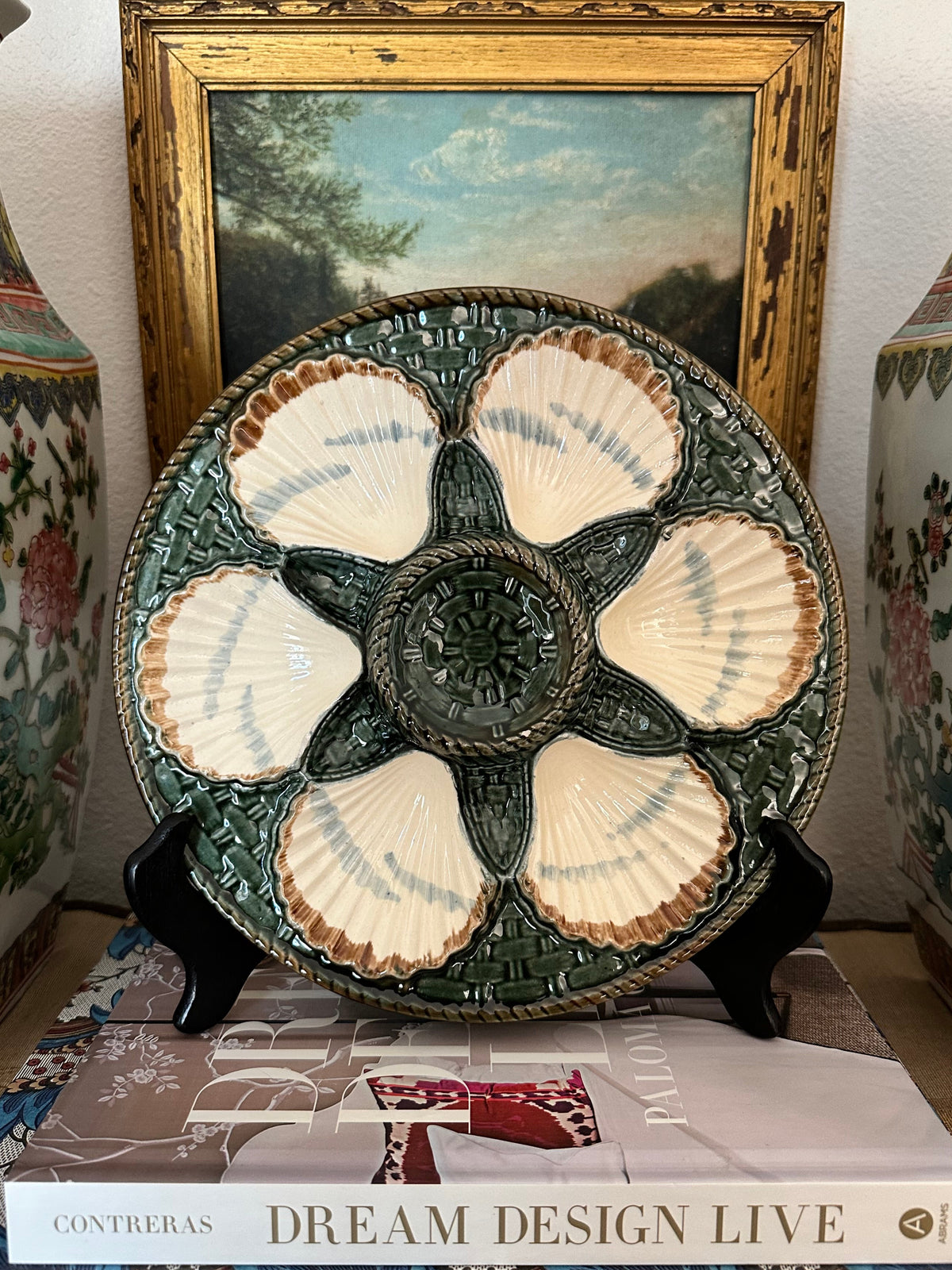 Antique French Longchamp Terre de Fer Oyster Plate – 9.5"