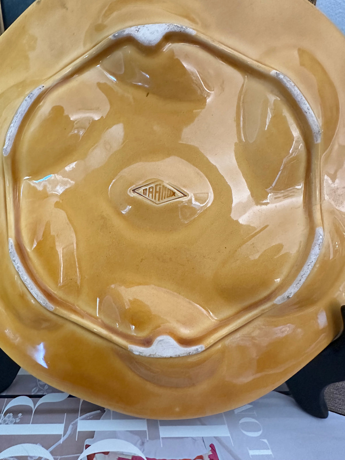 Vintage French Orfinox Majolica Oyster Plates – Ochre – 9.25" – Four Available