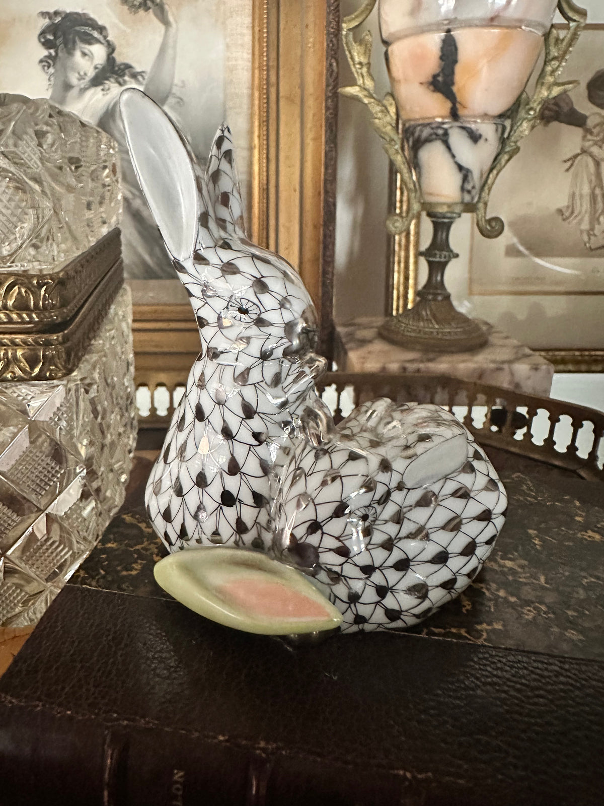 Herend Platinum Collection Rabbits with Corn Porcelain Figurine