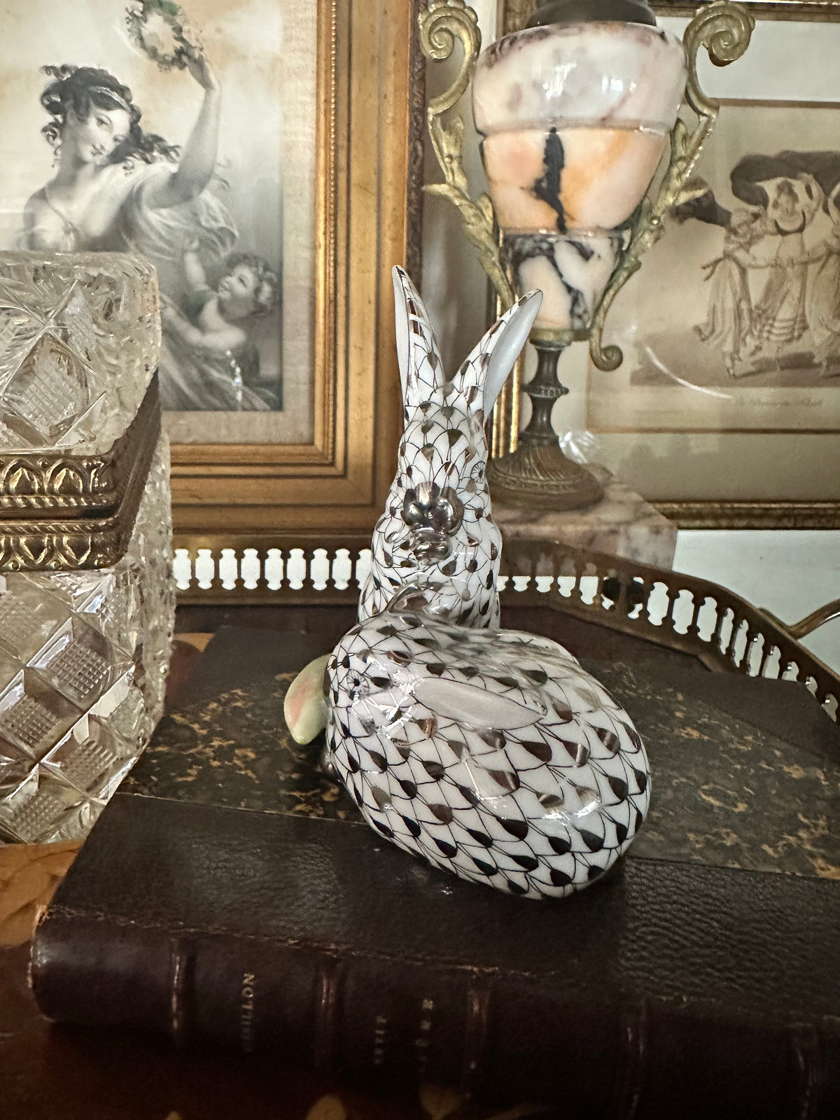 Herend Platinum Collection Rabbits with Corn Porcelain Figurine
