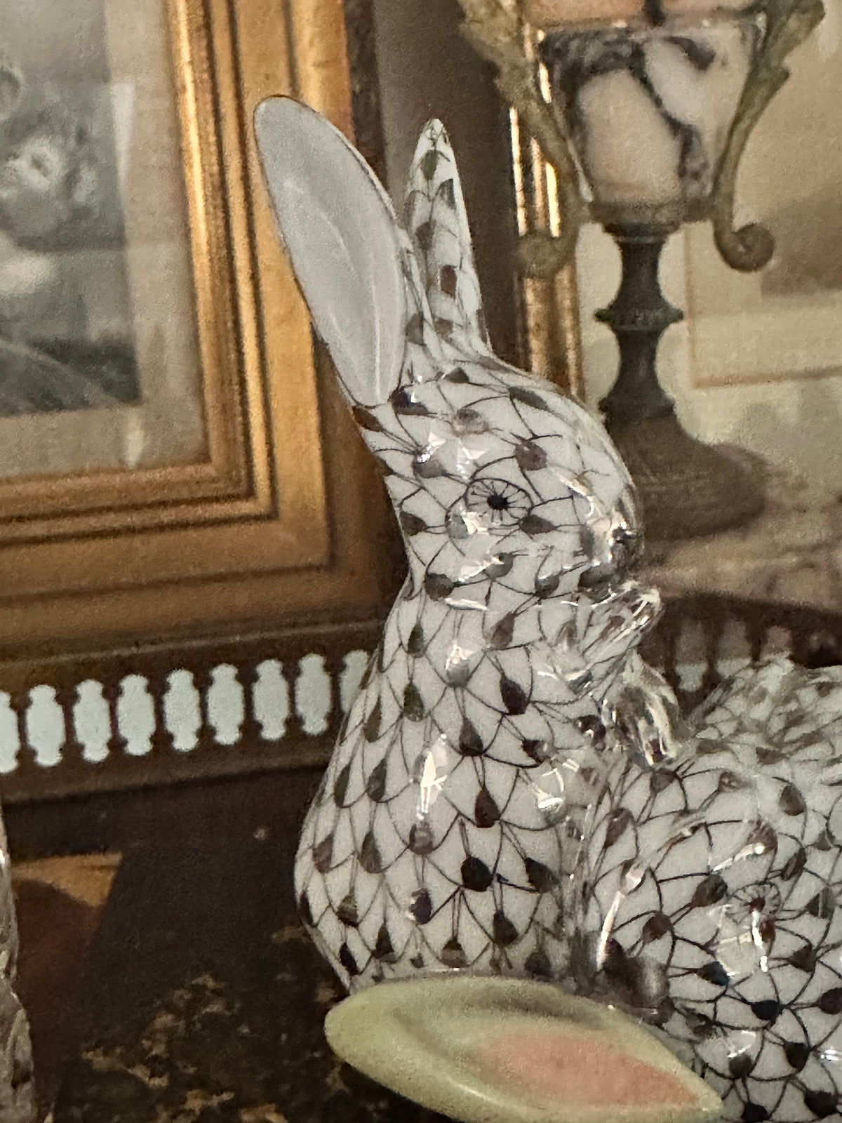 Herend Platinum Collection Rabbits with Corn Porcelain Figurine