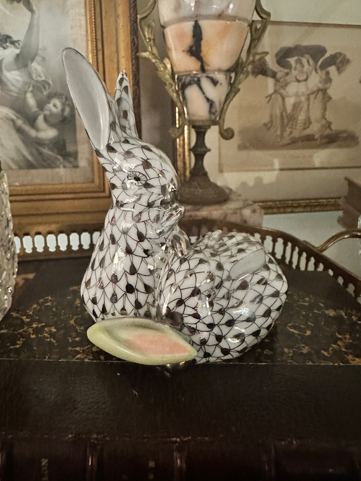 Herend Platinum Collection Rabbits with Corn Porcelain Figurine