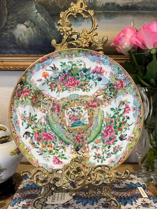 Antique Chinese Rose Canton Plate | Uncommon Mythical Creature Pattern | 9.5" Famille Rose Porcelain | Sold Individually