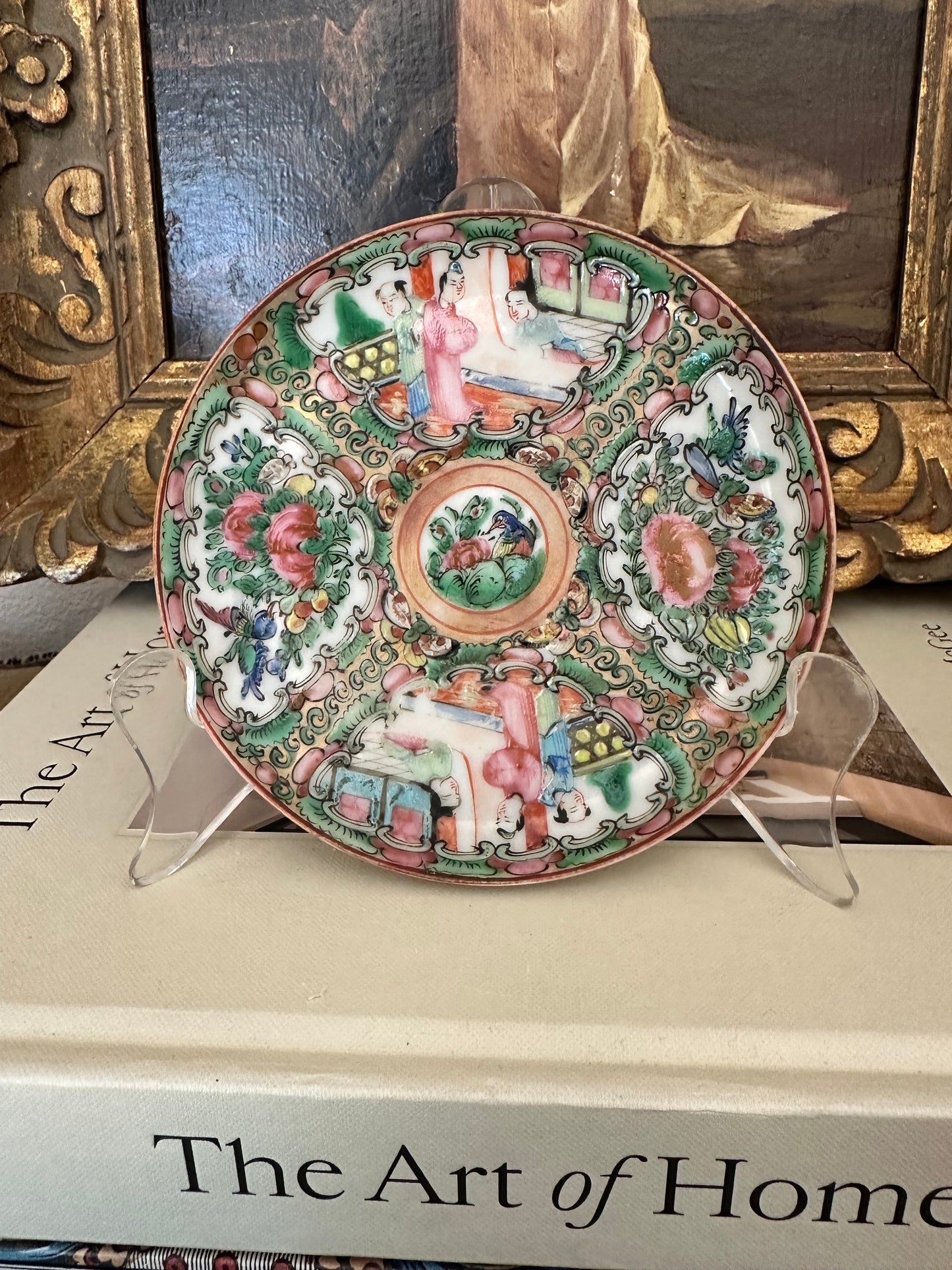 Antique Rose Medallion Plate, 5" Chinese Export Porcelain Plate