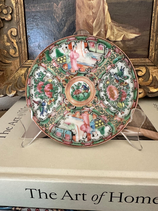 Antique Rose Medallion Plate, 5" Chinese Export Porcelain Plate