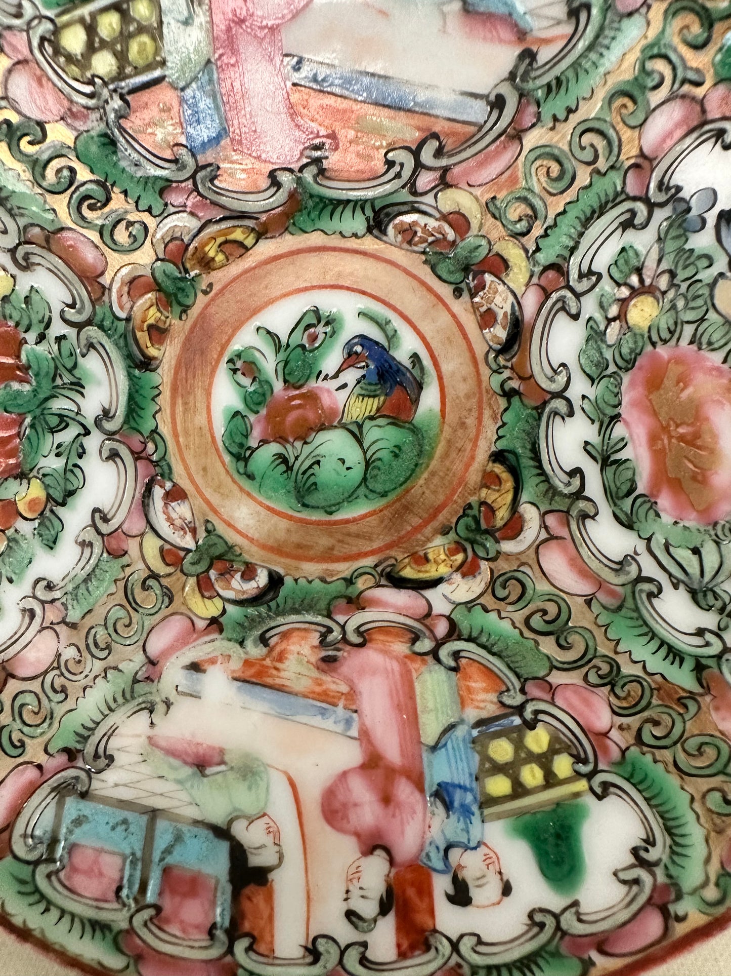 Antique Rose Medallion Plate, 5" Chinese Export Porcelain Plate