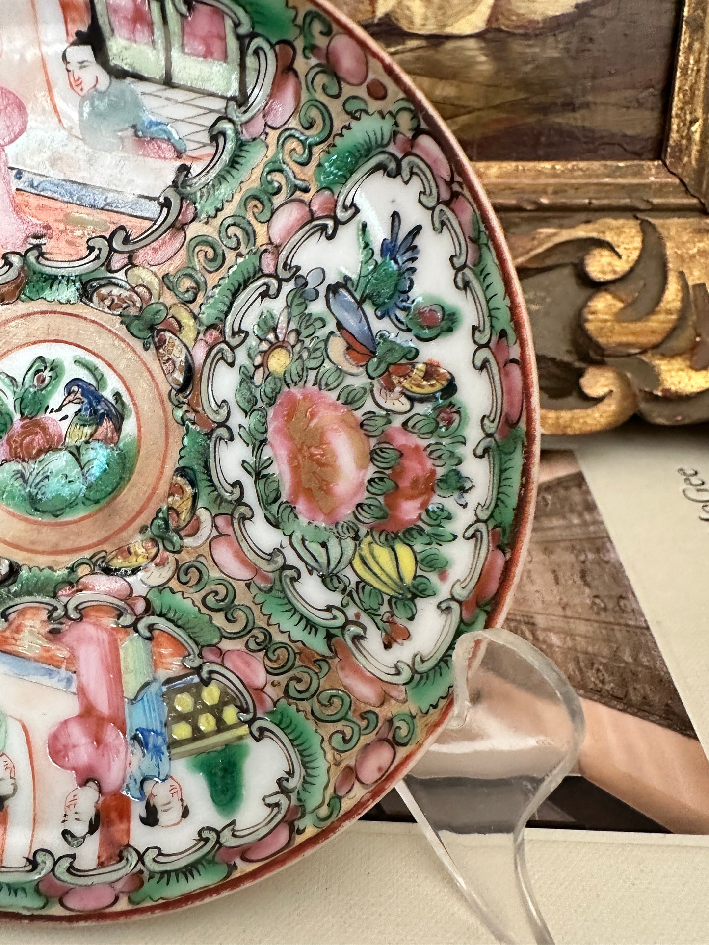 Antique Rose Medallion Plate, 5" Chinese Export Porcelain Plate